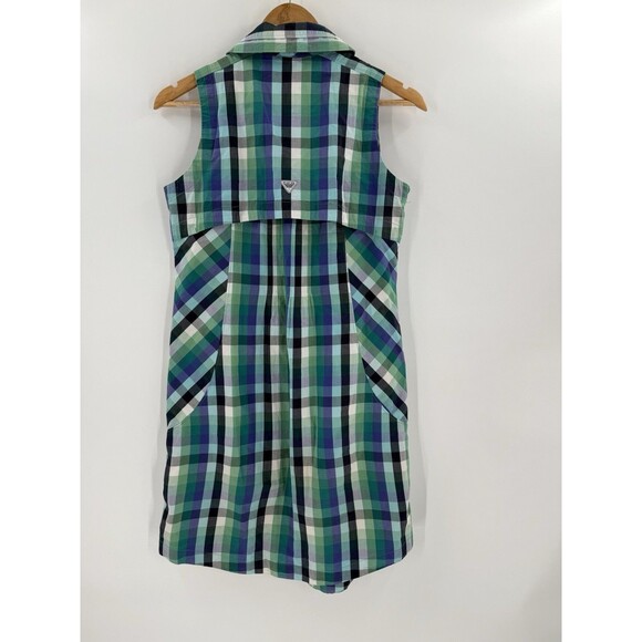 Columbia Super Bonehead PFG Dress MEDIUM Plaid Sleeveless 1/2 Button Down - Picture 8 of 16